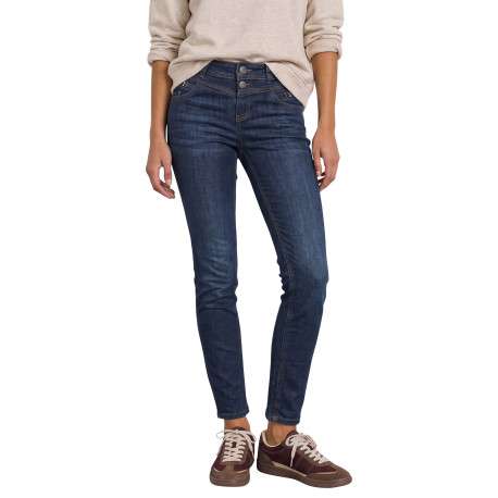 Jean en coton mélangé bleu à coupe slim pourvu de 5 poches classiques - Image 3