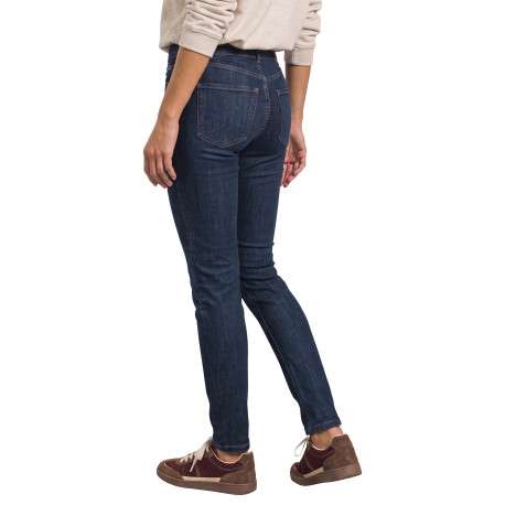 Jean en coton mélangé bleu à coupe slim pourvu de 5 poches classiques - Image 4