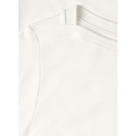 T-shirt blanc à coupe droite pourvu d'un col bateau et de manches longues - Image 2
