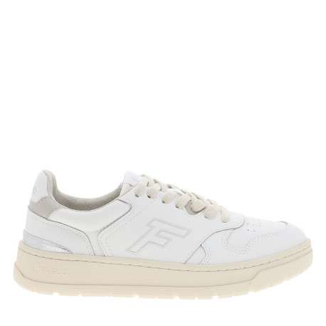 Sneakers Palmer à revêtement en cuir blanc et 1 empiècement argenté
