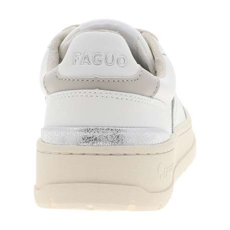 Sneakers Palmer à revêtement en cuir blanc et 1 empiècement argenté - Image 4
