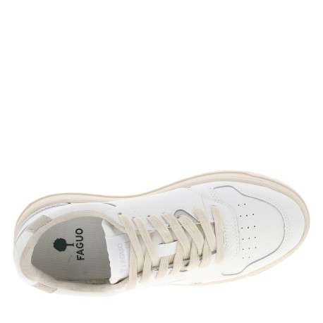 Sneakers Palmer à revêtement en cuir blanc et 1 empiècement argenté - Image 5