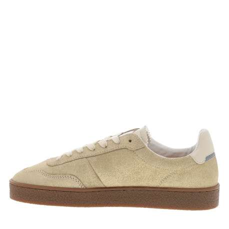 Tennis Lumbo en cuir or brillant à semelle plate et logo embossé - Image 3