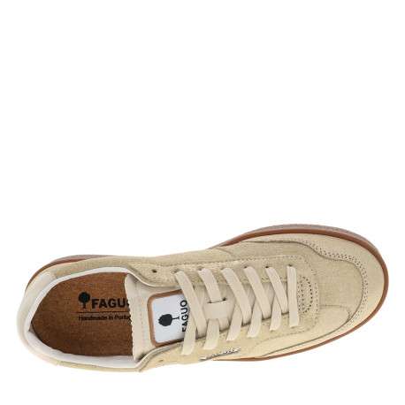 Tennis Lumbo en cuir or brillant à semelle plate et logo embossé - Image 5