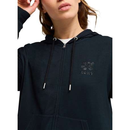 Sweat zippé bleu marine à coupe droite pourvu d'un col à capuche - Image 4