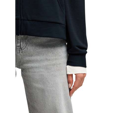 Sweat zippé bleu marine à coupe droite pourvu d'un col à capuche - Image 5