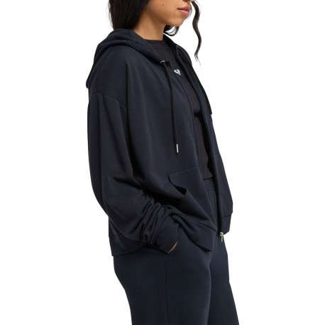 Sweat zippé bleu marine à coupe droite pourvu d'un col à capuche - Image 6