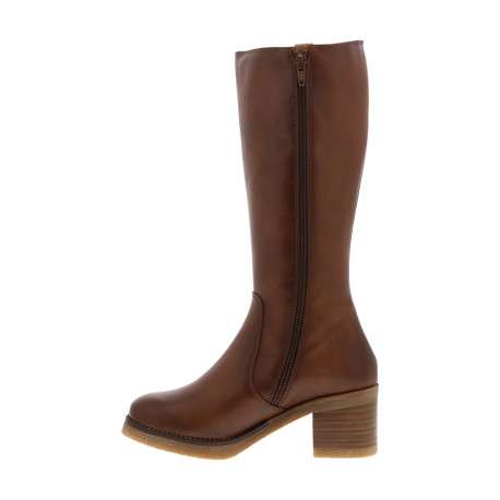 Bottes cognac à talon décroché moyen avec un zip côté interne - Image 3