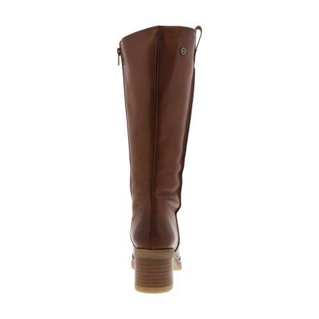 Bottes cognac à talon décroché moyen avec un zip côté interne - Image 4