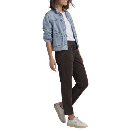 Pantalon en coton brun à coupe droite pourvu d'une ceinture élastiquée - Image 6
