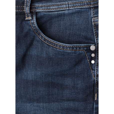 Jean en coton mélangé indigo à coupe droite pourvu de 5 poches classiques - Image 2