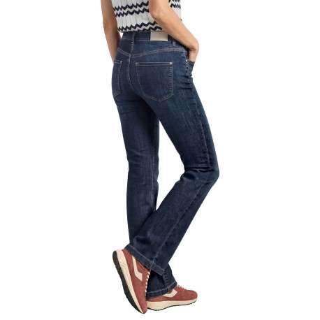 Jean en coton mélangé indigo à coupe droite pourvu de 5 poches classiques - Image 4