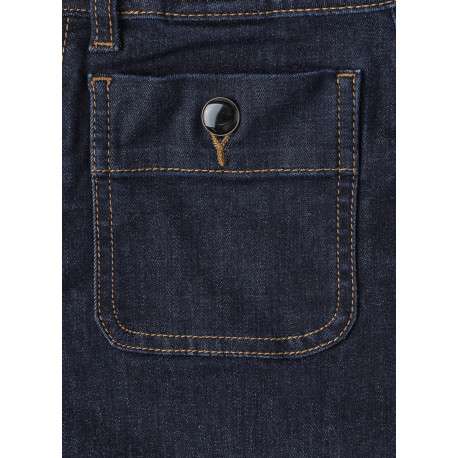 Jean en coton mélangé indigo à coupe droite pourvu de coutures contrastées - Image 2