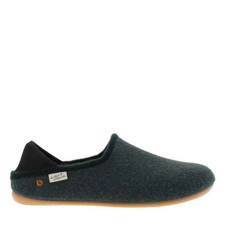 Mules kaki à talon plat avec fermeture à slip-on élastiquée