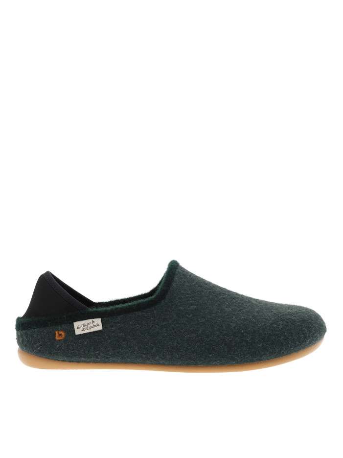 Mules kaki à talon plat avec fermeture à slip-on élastiquée