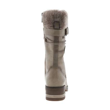 Bottes blanc cassé à talon décroché bas avec un zip et des lacets ronds - Image 4