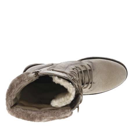 Bottes blanc cassé à talon décroché bas avec un zip et des lacets ronds - Image 5