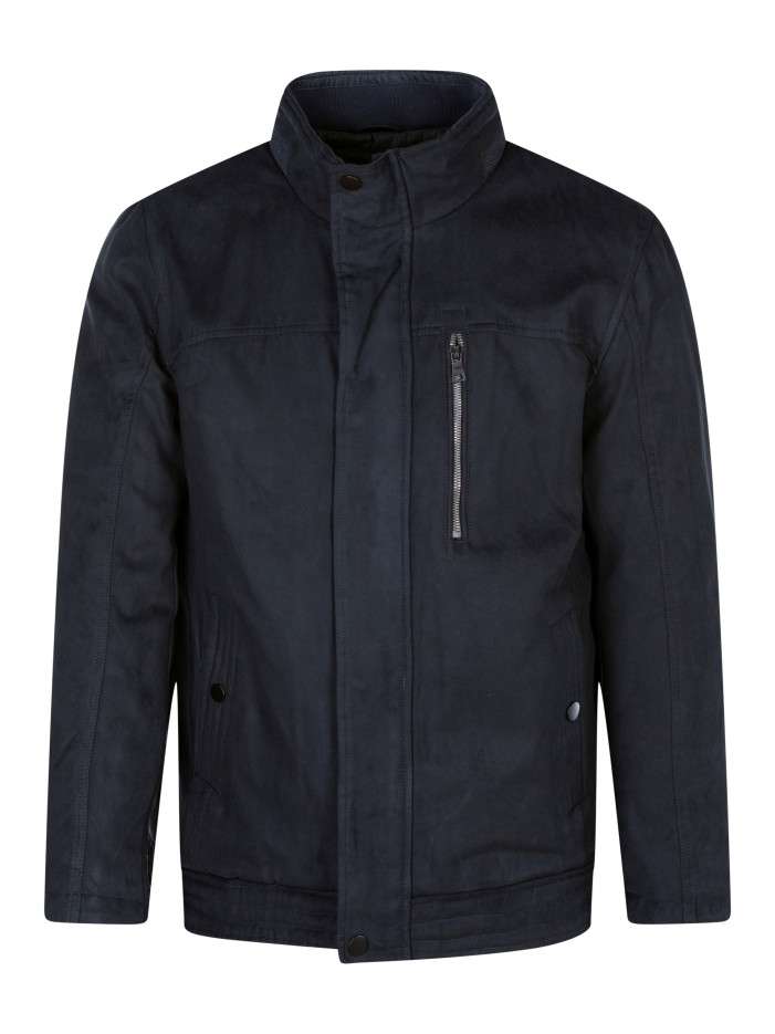 Blouson marine uni coupe droite à col montant et une taille ajustable