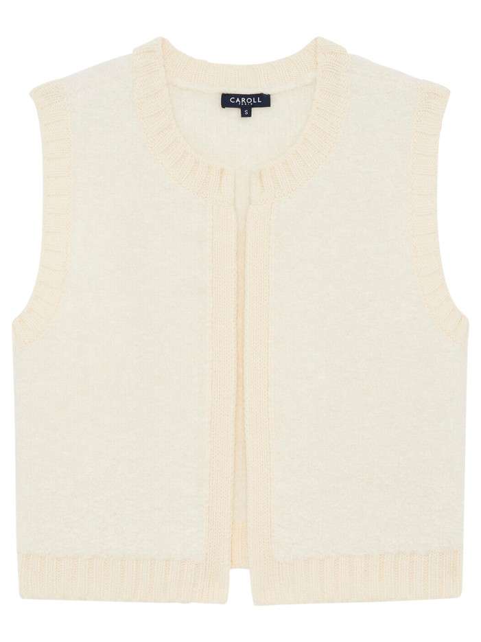 Gilet écru uni en maille...