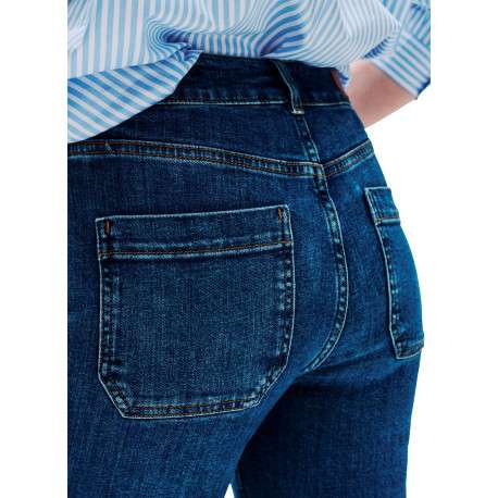 Jean en coton bleu délavé avec une coupe droite et des poches - Image 6