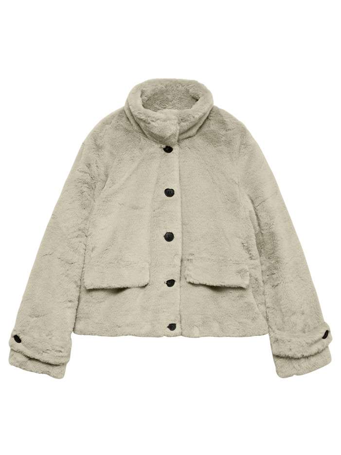 Blouson beige uni à coupe...