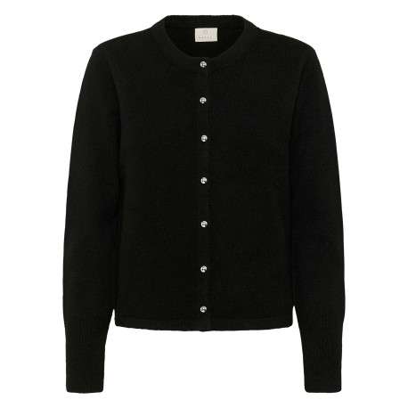 Gilet noir en maille fine avec une coupe droite et un col rond
