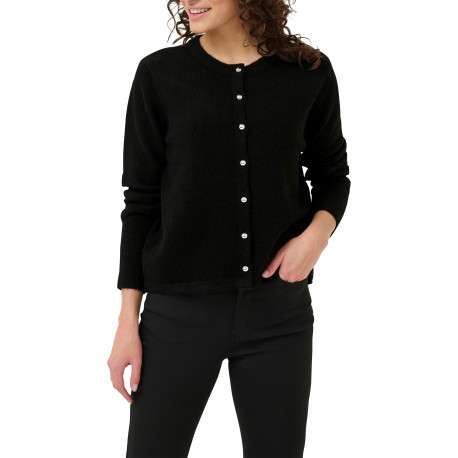 Gilet noir en maille fine avec une coupe droite et un col rond - Image 5