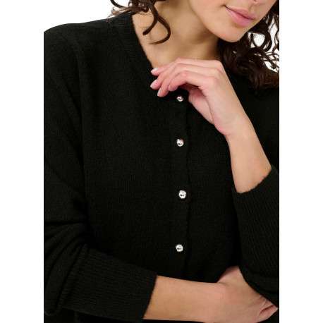 Gilet noir en maille fine avec une coupe droite et un col rond - Image 6