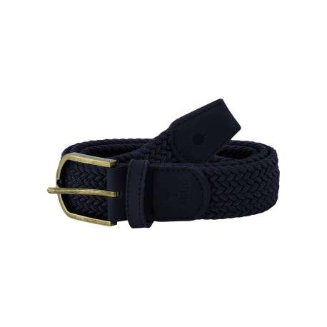 Ceinture tressée élastique bleu marine à empiècements synthétique suédés