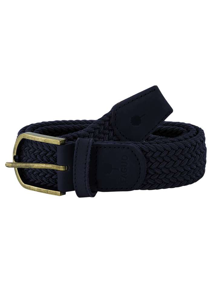 Ceinture tressée élastique bleu marine à empiècements synthétique suédés