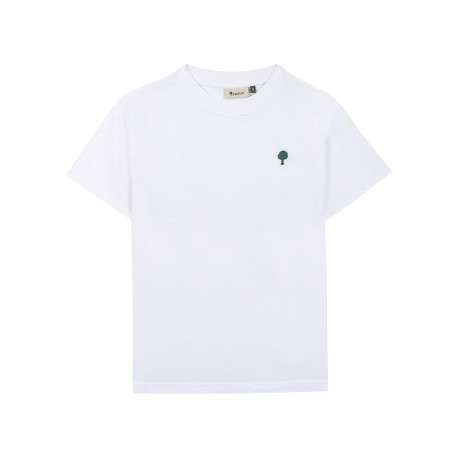 T-shirt en coton blanc doté d'une coupe droite et d'un col rond