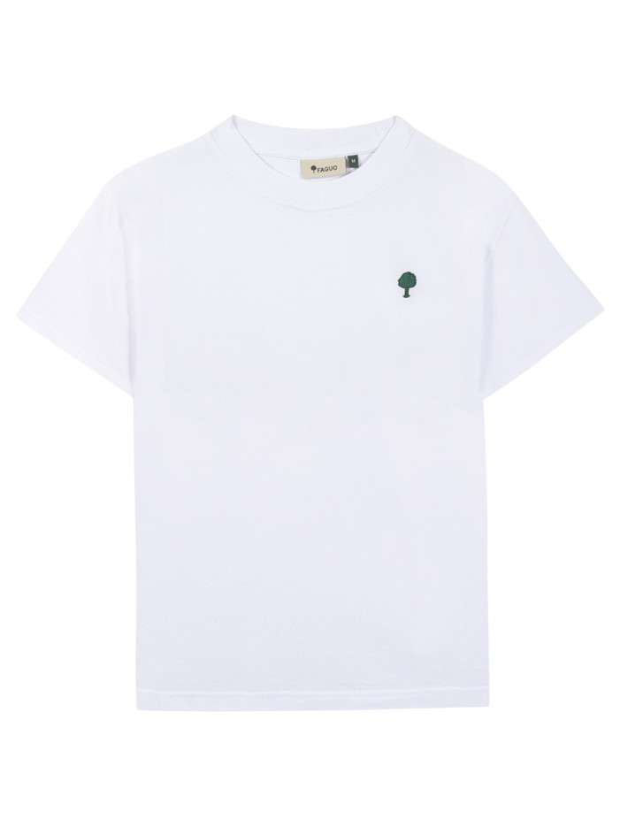 T-shirt en coton blanc doté d'une coupe droite et d'un col rond