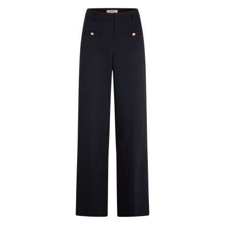 Pantalon chino marine pourvu d'une coupe ample et de plis à l'avant
