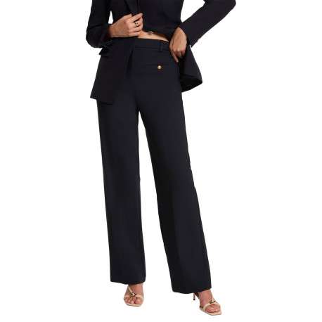 Pantalon chino marine pourvu d'une coupe ample et de plis à l'avant - Image 3