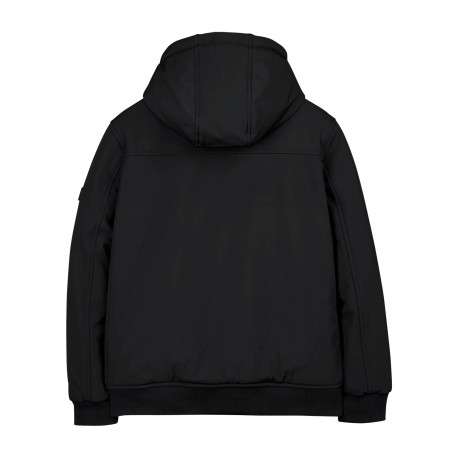 Blouson zippé noir pourvu d'une coupe droite et d'un col à capuche - Image 2
