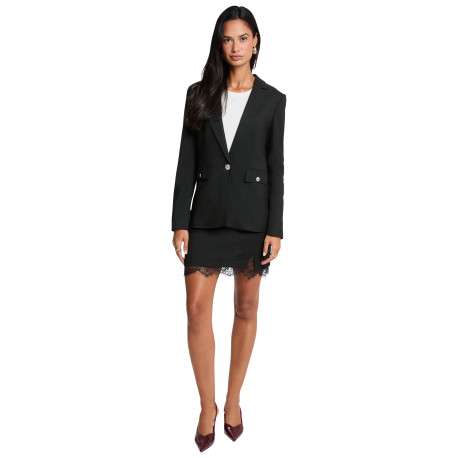 Blazer noir à coupe ajustée pourvu d'un col à revers et de manches longues - Image 3