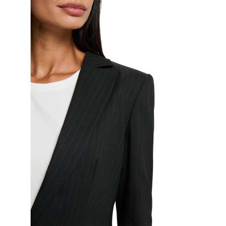 Blazer noir à coupe ajustée pourvu d'un col à revers et de manches longues - Image 5