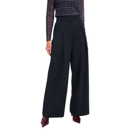 Pantalon chino marine à coupe ample pourvu d'un effet drapé à l'avant - Image 3