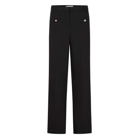Pantalon chino noir pourvu d'une coupe droite et de plis à l'avant