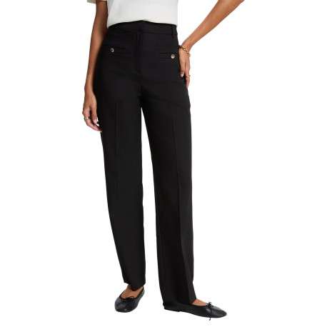 Pantalon chino noir pourvu d'une coupe droite et de plis à l'avant - Image 3