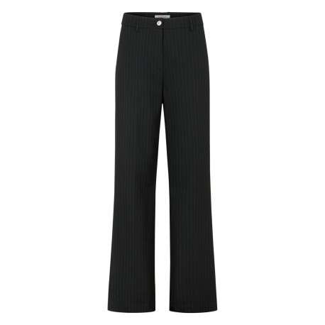 Pantalon chino noir à coupe droite pourvu de passants pour la ceinture