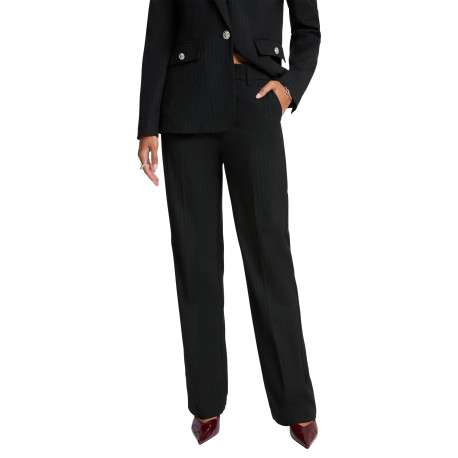 Pantalon chino noir à coupe droite pourvu de passants pour la ceinture - Image 3