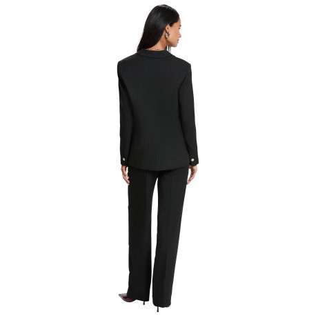 Pantalon chino noir à coupe droite pourvu de passants pour la ceinture - Image 4