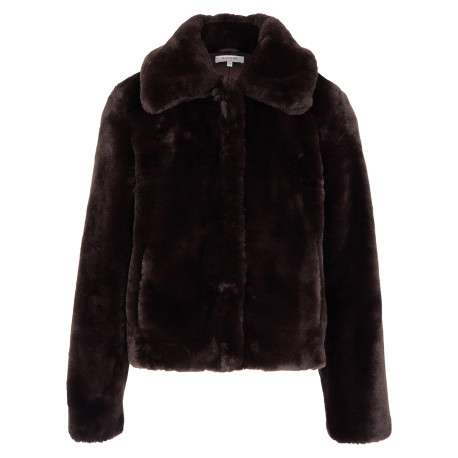 Veste marron à coupe droite pourvue d'un col à revers et de manches longues