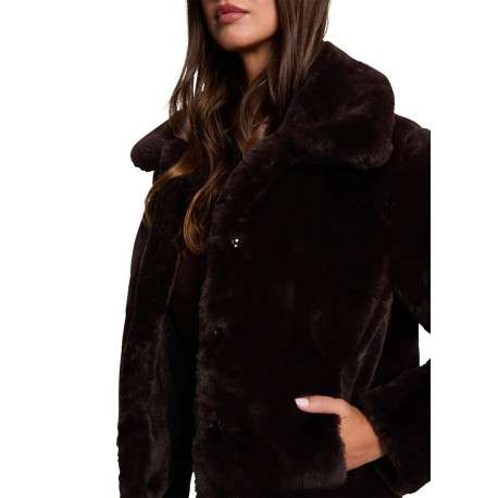 Veste marron à coupe droite pourvue d'un col à revers et de manches longues - Image 5