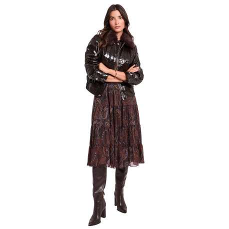 Blouson marron à coupe droite pourvu d'un col à revers et de manches longues - Image 3