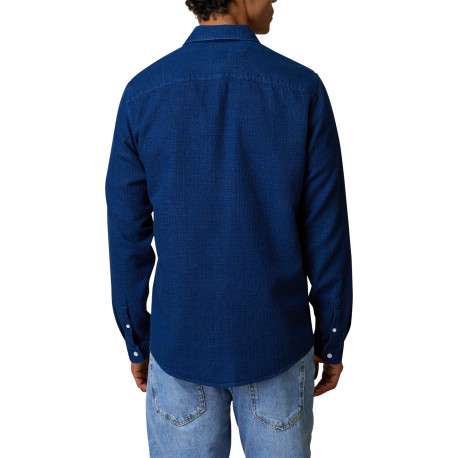 Chemise en coton recyclé bleu marine agrémenté du logo à coupe droite - Image 2