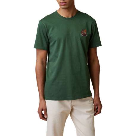 T-shirt en coton vert agrémenté d'une broderie écureuil à coupe droite - Image 3