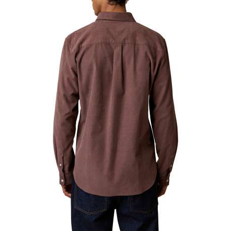 Chemise en coton prune munie d'une coupe droite et d'un col boutonné - Image 2