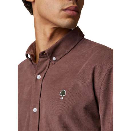 Chemise en coton prune munie d'une coupe droite et d'un col boutonné - Image 3